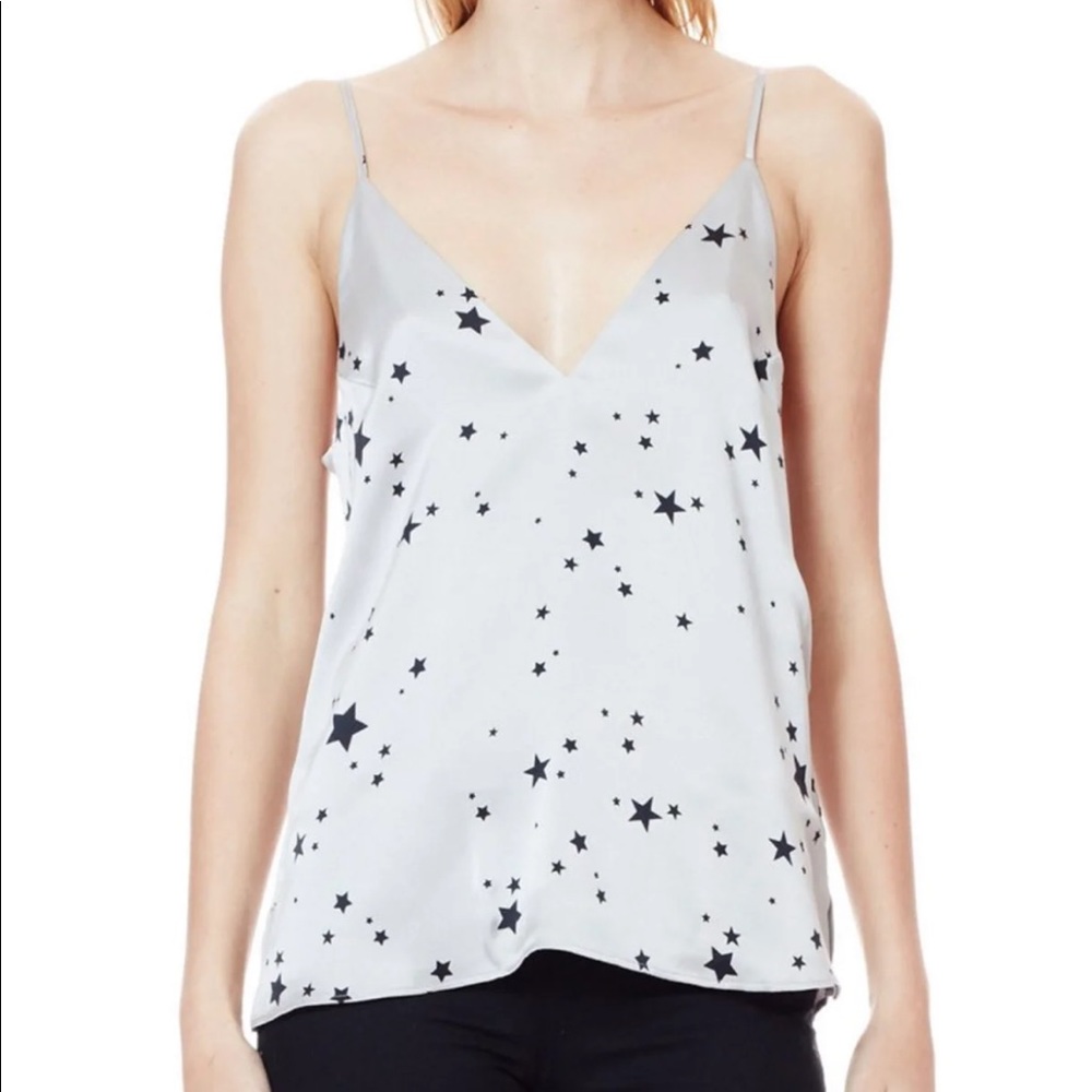 CAMI NYC SILVER STAR PRINT SILK DE CHINE OLIVIA CAMISOLE M NWT